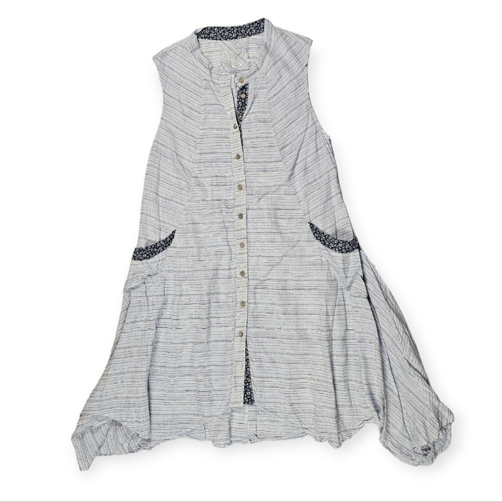 Yuvita Floral Longline Linen‎ Tunic Blouse Women's Size Large